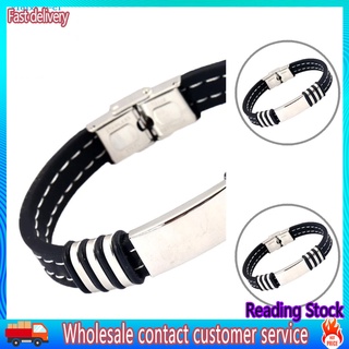 XI* Fashion Titanium Steel Wristband Silicone Bracelet Cool Bangle Men Jewelry Gift