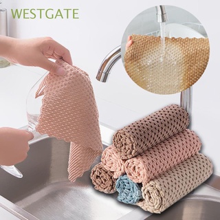 WESTGATE Durable Cleaning Cloth Microfiber Wiping Rag Rags Kitchen Thickened Anti-grease Water Absorption Dish Towel/Multicolor
