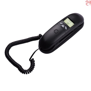 Negro Mini Trimline teléfono fijo teléfono fijo escritorio teléfono fijo soporte de pared con pantalla de identificación de llamadas Redial para Hotel oficina de negocios casa