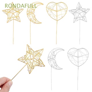RONDAFULL New Cake Border Party Supplies Food Sticks Cupcake Toppers Happy Retirement Heart Glitter Paper Crown Photo Booth Props DIY Craft Moon Star/Multicolor