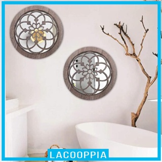 [LACOOPPIA] 2 piezas espejo decorativo de pared redondo talla espejos jardín hogar madera arte decoración
