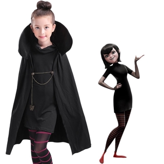 * Niños de navidad de Halloween bola de rendimiento disfraz de vampiro Mephis princesa vestido negro capa Cosplay disfraz
