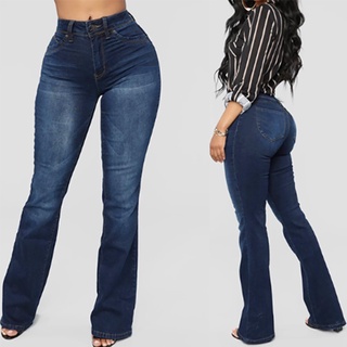 Leiter_pantalones Jeans Flare para mujer Cintura media/pantalones Jeans Boca De campana/Elástica/delgada