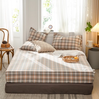 Hotel de Color sólido blanco sábana bajera ajustable de algodón lavado sábana de cama cubierta de colchón Protector de cama individual Queen King Size Cadar (4)