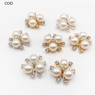 [cod] 10 piezas diy flor rhinestones botón perla decoración de boda decoración de costura artesanía caliente