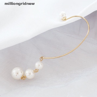 [milliongridnew] Women Gold Crystal Pearl Ear Shape Pierced Ear Clip Stud Earrings Jewelry Gifts