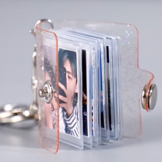 Ho Mini llavero pequeño álbum de fotos 16 bolsillos 1 pulgada ID imágenes instantáneas libro de tarjetas (7)