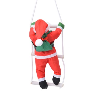 Colgante de navidad Santa Claus escalada escalera cuerda colgante muñeca 40cm año nuevo árbol decoración del hogar