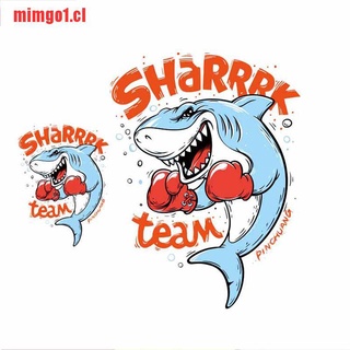 [mimgo1] camiseta de letras shark con letras de hierro/camiseta/ropa de transferencia de calor