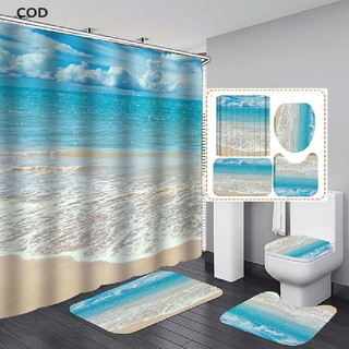 [COD] shower curtain with hooks bathroom curtain shower curtain Decor Beach Decoration HOT