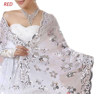 rojo nuevo novia vestido de novia mujeres cheongsam chal blanco encaje bordado lentejuelas chales largos