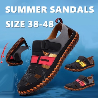 🌈Listo STOCK🔥Gran tamaño 38-48 hecho a mano sandalias de los hombres al aire libre sandalia de playa verano transpirable sandalias