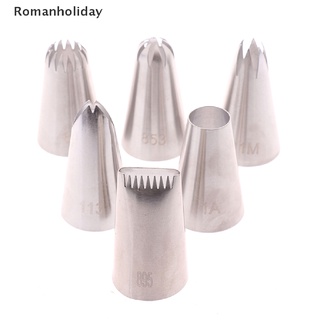 [romanholiday] 6 pzs boquillas de acero inoxidable para glaseado/puntas de crema para pasteles/utensilios para hornear cl