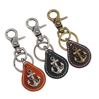 Vintage Keychain Ornament European And American Style Retro Men 'S Bronze Alloy Cattle-Leather Key Ring Leather Small Gift (1)