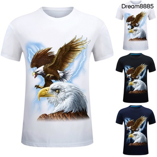 [DREM T.sh] tallas grandes para hombre de verano 3D Flying Eagle Lightning Print camiseta de manga corta