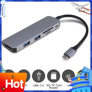 Stse 6 en 1 tipo C Hub adaptador con HDMI compatible multipuerto USB 3.0 Micro-SD TF PD lector de tarjetas