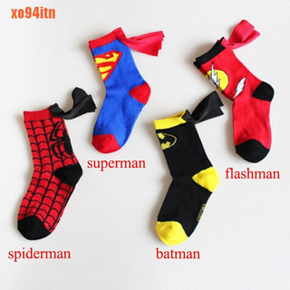 [XOITN]calcetines para niños capa superman spiderman niños niñas cosplay calcetines deportivos (6)