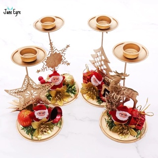 Random Style Christmas Wrought Iron Candlestick Ornaments Xmas Tabletop Decoration Candle Holder Decor For Home [Jane Eyre] (1)