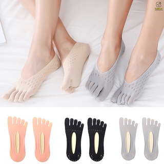 Velvet Five-toe Socks Mesh Ultra Low Cut Liner with Gel Tab Breathable Thin Invisible Socks for Women Summer