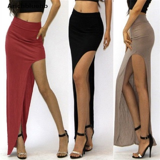 (arichbluehb) moda de las mujeres de talle alto lado abierto largo maxi vestido causal playa falda larga en venta