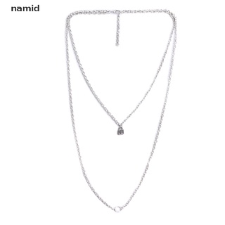 [namid] gargantilla unisex punk de doble capa de plata con colgante de cadena collar joyería regalo [namid] (4)