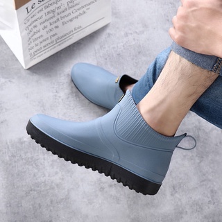Moda antideslizante tubo corto botas de lluvia de los hombres zapatos de agua más terciopelo botas de lluvia planas 8.31 (4)