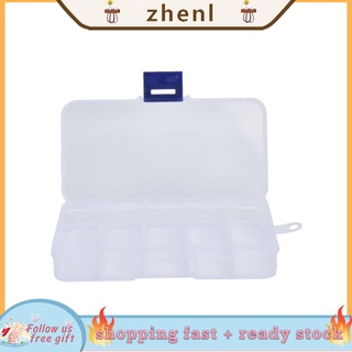 Zhenl 10Pcs 13x7x cm contenedor de almacenamiento de artesanía transparente PP plástico 10 compartimentos caja organizador