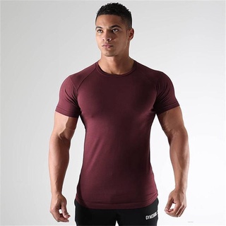 Camiseta deportiva de manga corta para hombre/Color sólido/Color sólido/tipo delgado/Fitness/camiseta
