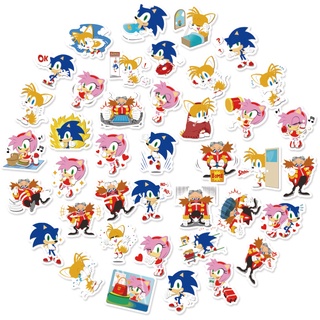 40 Pzas Pegatinas De Sonic The Hedgehog/Calcomanías Impermeables Para Álbum De Recortes