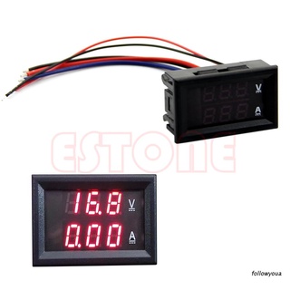 Fol: 10A DC 100V voltímetro amperímetro rojo LED Panel Amp Dual Digital voltímetro medidor