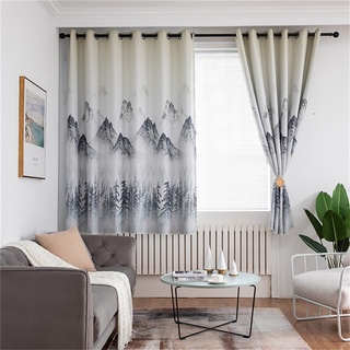 Cortinas simples modernas paisaje pintura sombreado grueso impreso tela sala de estar dormitorio cortinas opacas