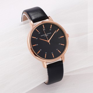 Reloj de cuero para mujer Reloj de cuarzo negro simple de moda