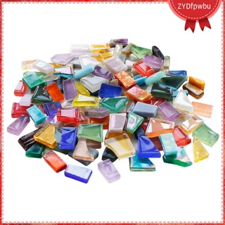 Colorful Square Stained Glass Supplies DIY Glass Mosaic Tiles for Crafts Art