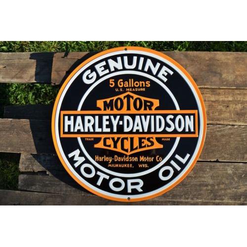 harley davidson - signo redondo de metal con relieve para aceite de motor