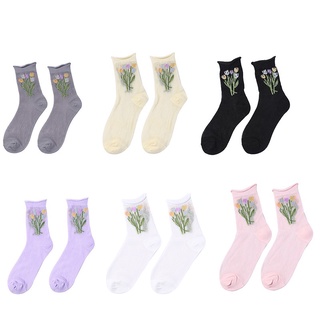 Calcetines cortos cómodos cómodos transpirables de verano Ultrafinos transparentes para absorber el sudor dulce color Floral para mujer (5)
