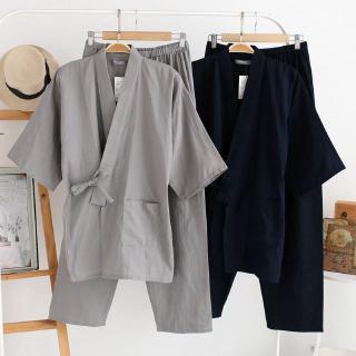 Otoño masculino pijamas conjuntos 100% algodón Kimono para hombre ropa de dormir estilo pijamas hombres suave ropa de hogar 2 piezas