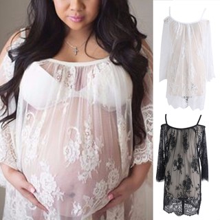 Encaje ver a través de vestidos de maternidad ropa de dormir ropa de estudio ropa de embarazo