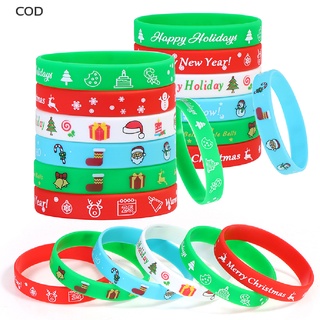 [COD] 36Pcs Christmas Wristband Silicone Bracelets Rubber Band Bracelet Merry Xmas HOT