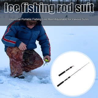 [mee] caña de pescar de hielo carrete de invierno de fibra frp telescópica para agua dulce