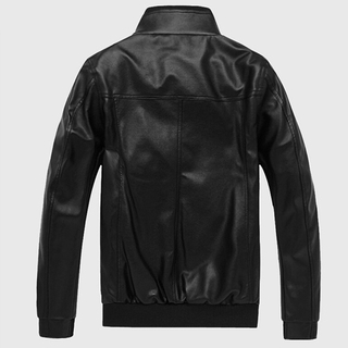 chamarra de cuero negra de motocicleta para hombre/chaqueta de cuero (4)