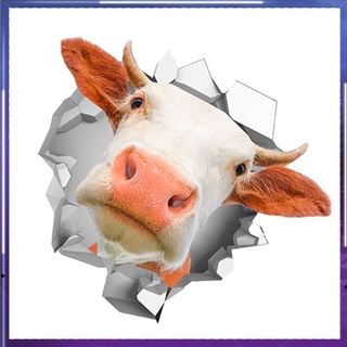 zhandeo-13x13cm 3d cabeza de vaca auto coche estilo pvc adhesivo reflectante animal divertido pegatina
