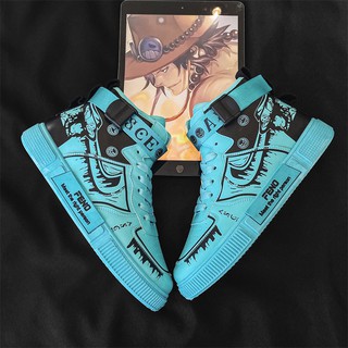 Wdou moda azul pareja antideslizante alta Tops zapatillas de deporte Anime una pieza Portgas·D· as Durable cómodo transpirable zapatos deportivos Kasut Sukan