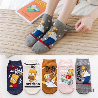 1 Par De calcetines De algodón con dibujos animados De Simpson/calcetines para mujer (1)