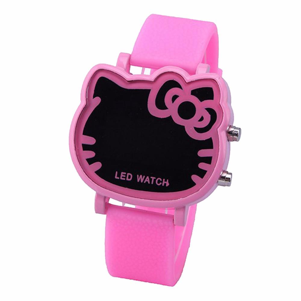 Hello Kitty estilo de dibujos animados niños LED Digital reloj Jam Tangan para niños