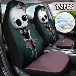 1/2Pcs Universal Auto Seat Covers Zombie Girl Car Truck SUV Protectors Front Row