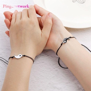 PINGUNETWORK Jewelry Yin Yang Charm Fashion Tai Chi Couple Bracelet Gift Wristband Woven Rope Adjustable Alloy Pendant