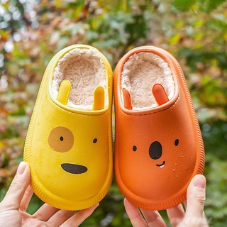 Invierno niños niñas de dibujos animados engrosado caliente zapatos peludo padre-hijo zapatillas de algodón interior zapatos de casa