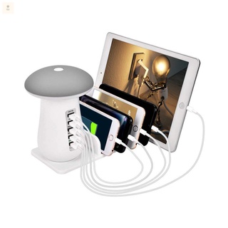 Fast Charging Station 5-Ports USB Wall Charger with LED Night Light for iPhone iPad Tablet Samsung