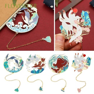 FLOVEWERR Stationery Book Clip Student Gift Painted Brass Bookmark Pendant Tassel School Office Supplies Chinese style Metal Retro Pagination Mark