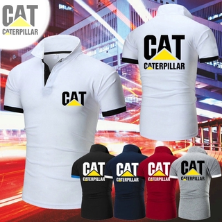 2021 nuevos hombres moda caterpillar gato solapa cuello polo camiseta tractor algodón slim fit hombres casual camiseta